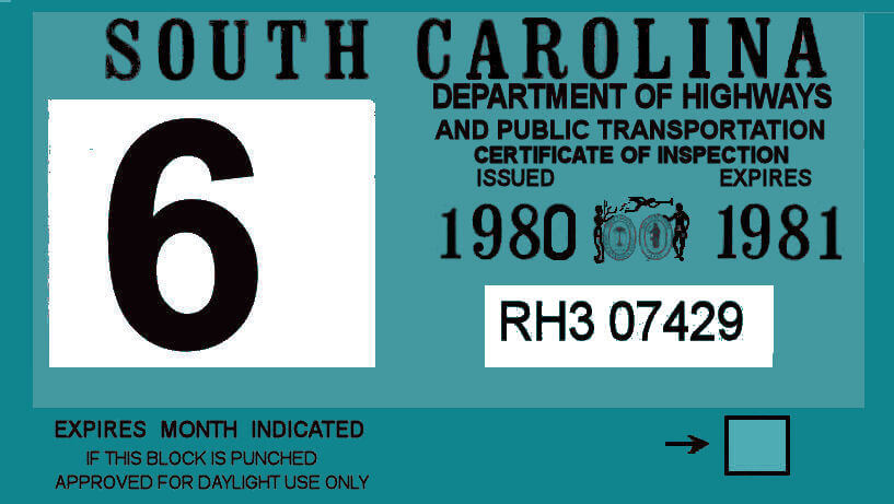 (image for) 1980-81 South Carolina inspection sticker